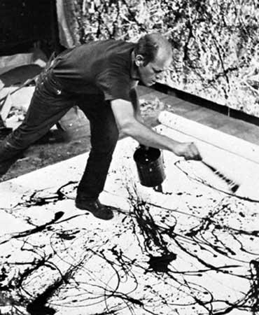 Jackson Pollock action painting... in action!