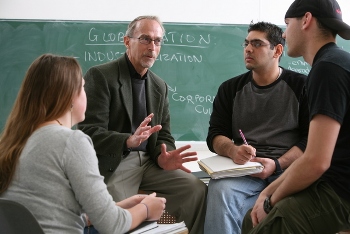 Distinguished Professor teaching students