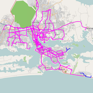 Abidjan bus route map inferred from mobile phone position data