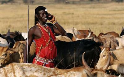 Masai on the phone