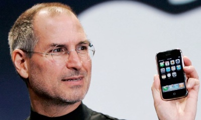 Steve Jobs with an iPhone